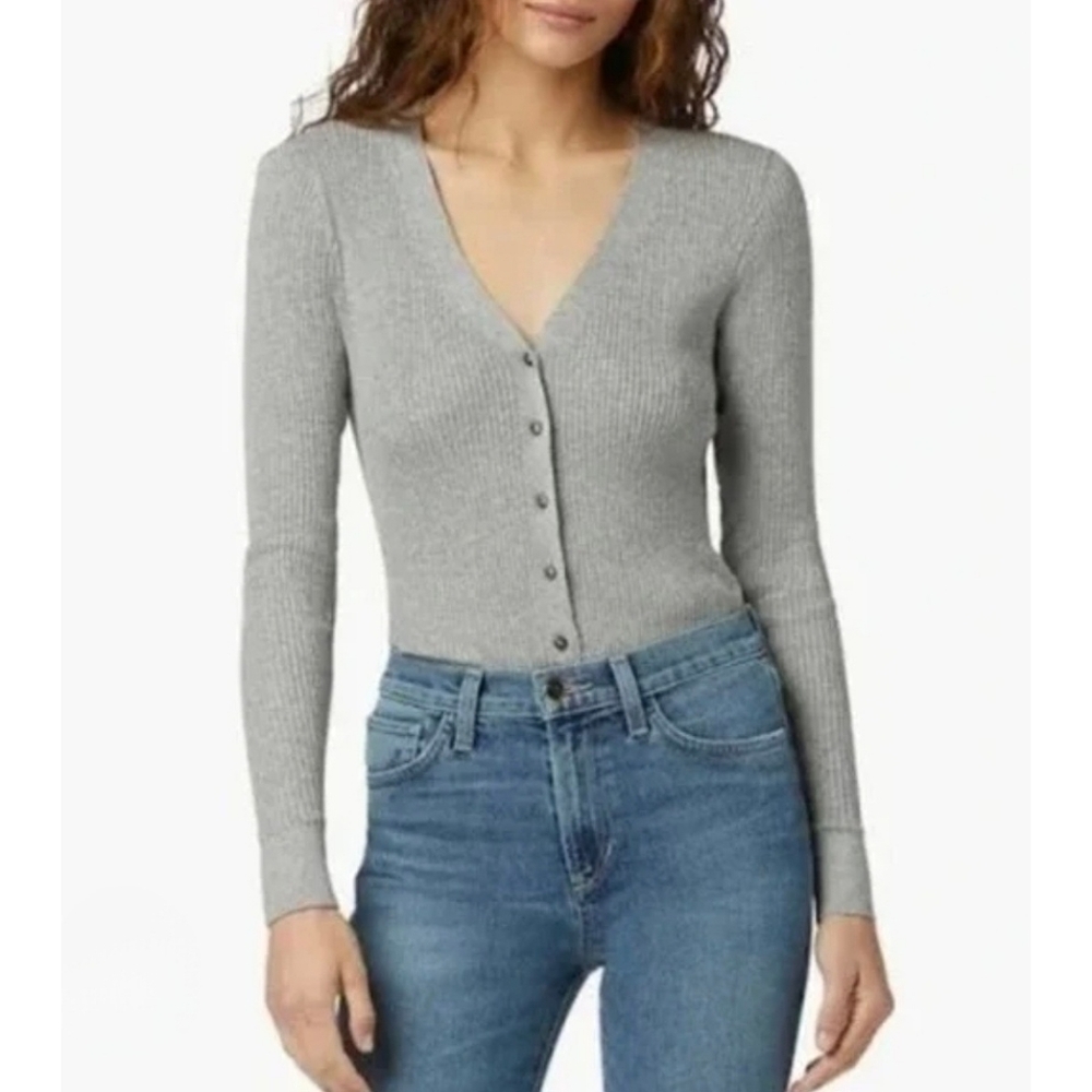 Favorite Daughter Ribbed Bodysuit Grey Moth Cotton Cashmere